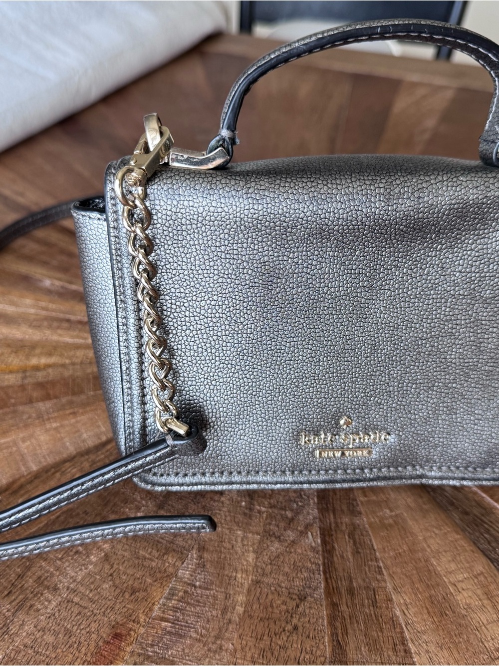 Kate Spade Patterson Drive Maisie Mini in Metallic Pebble Leather
